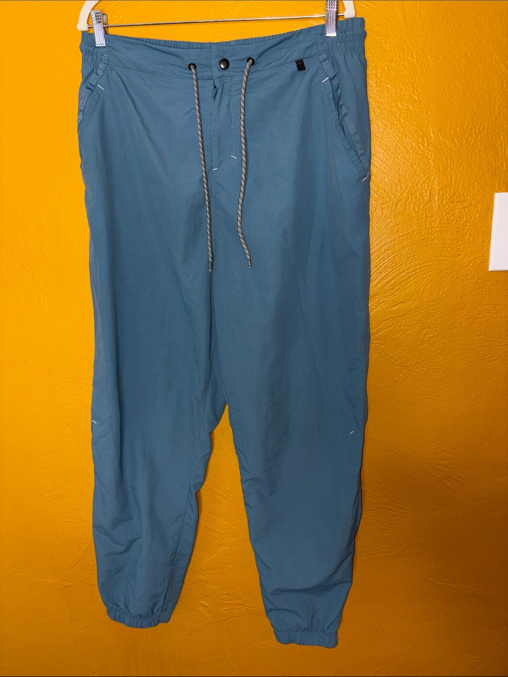 Gymshark Men’s Teal Dark Blue Drawstring Joggers Zip Button Up Nylon Joggers XL